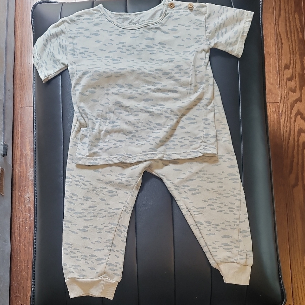 Kids Matching Set in Cream and Gray